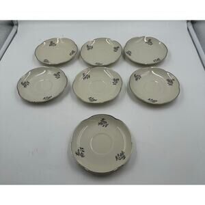 Vintage HACKEFORS Swedish Porcelain Saucers SET 7, Sweden, 1930’s